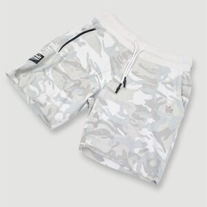 YoungLA Camo Shorts Mens L Large White Grey Camouflage Athletic Gym  Zip Pockets